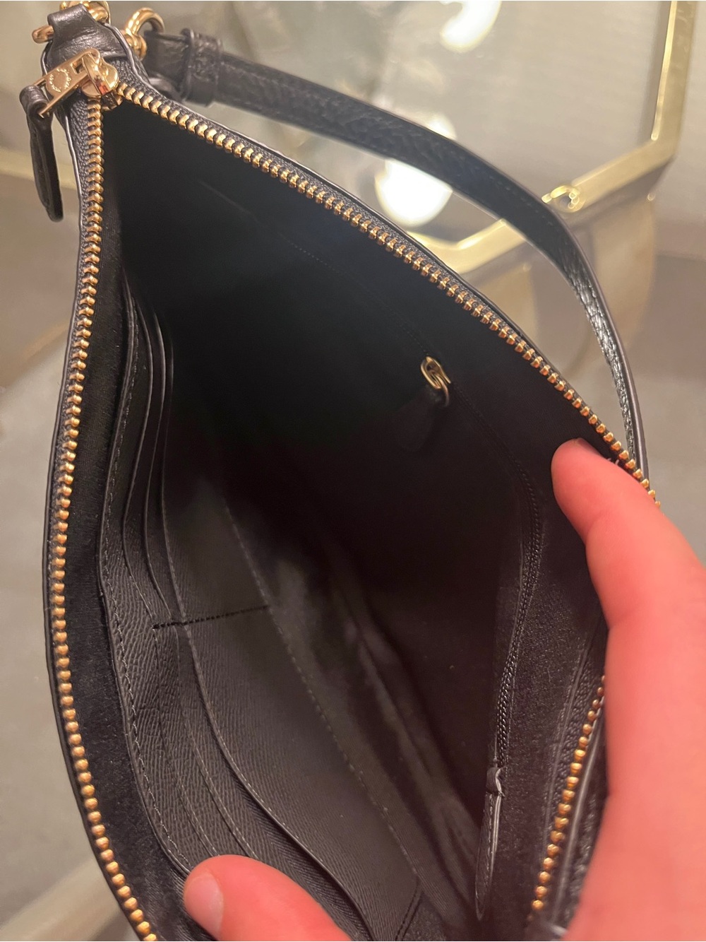 Coach F12185 Women's Pebbled Black Leather Bag Handbag Purse Shoulder Strap - Picture 4 of 5